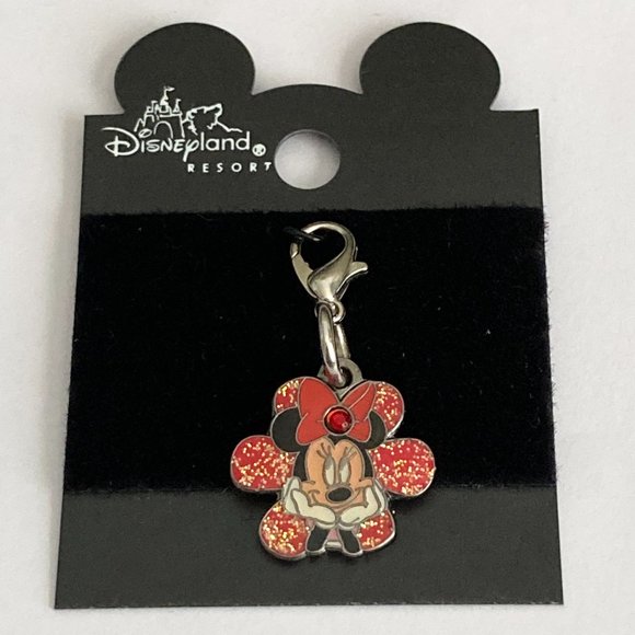 Vintage Disney Minnie Mouse Clip On Charm Zipper Pull Purse EnamelCrystal Signed - Picture 6 of 8